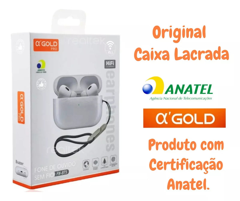 Fone Sem Fio A'gold Pro Fn-bt5 Bluetooth 5.3 Cor Branco